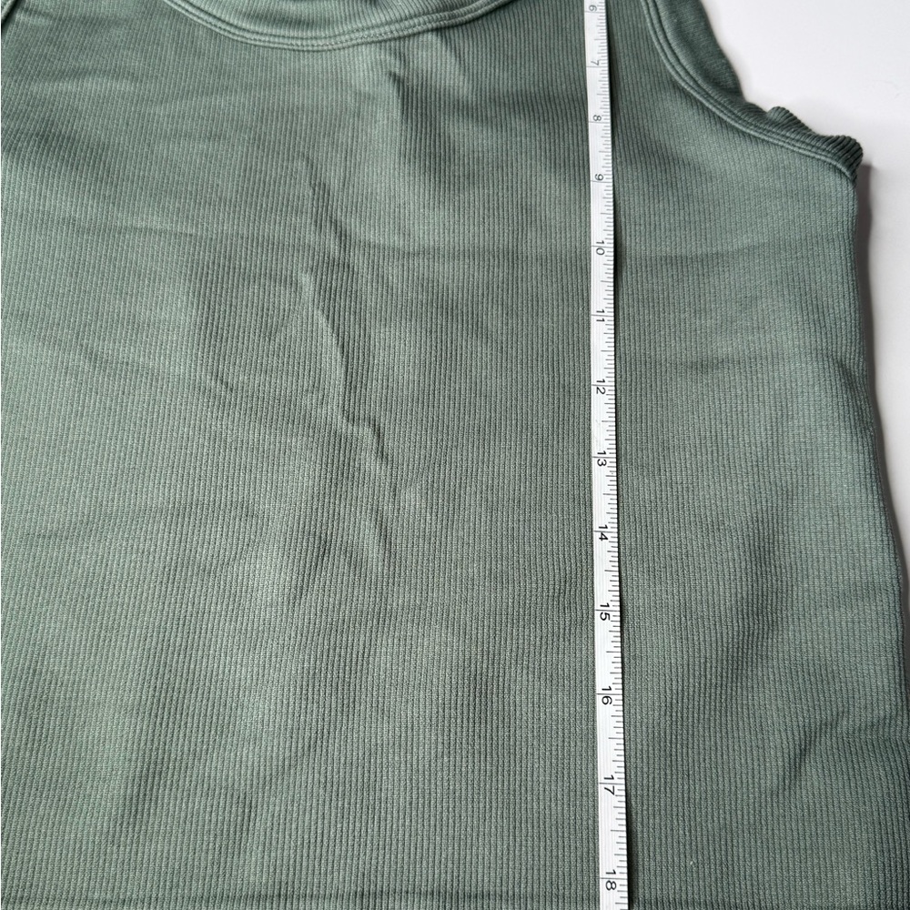 Ribbed slight crop racerback Tank Top - slate Blue and eucalyptus Green 2 for 1 - Picture 7 of 8